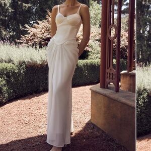 Meshki ivory Leila satin corset maxi dress